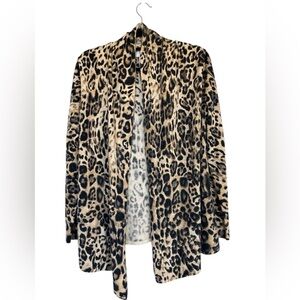 NEIMAN MARCUS Cashmere Animal Print Open Cardigan Size Large